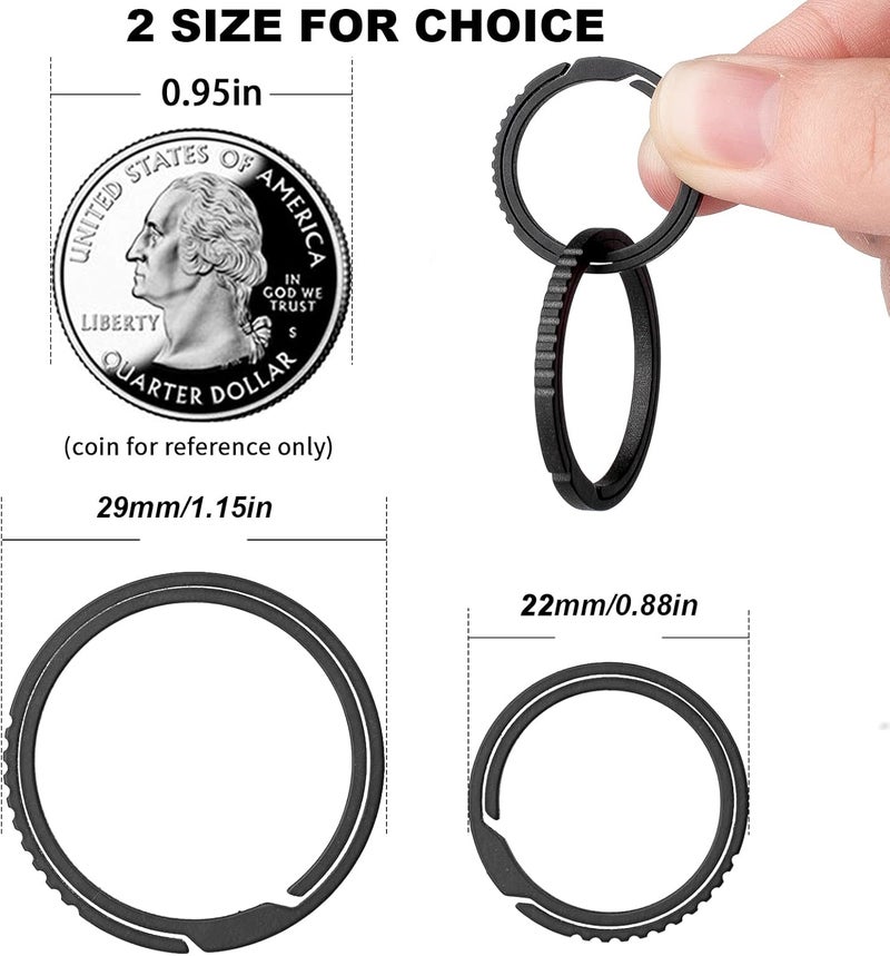 TISUR Titanium Keychain Rings, Split Side Pushing Key Rings Heavy Duty Black Key Ring For Key Chain Carabiner Dog Tag Ring - Image 3